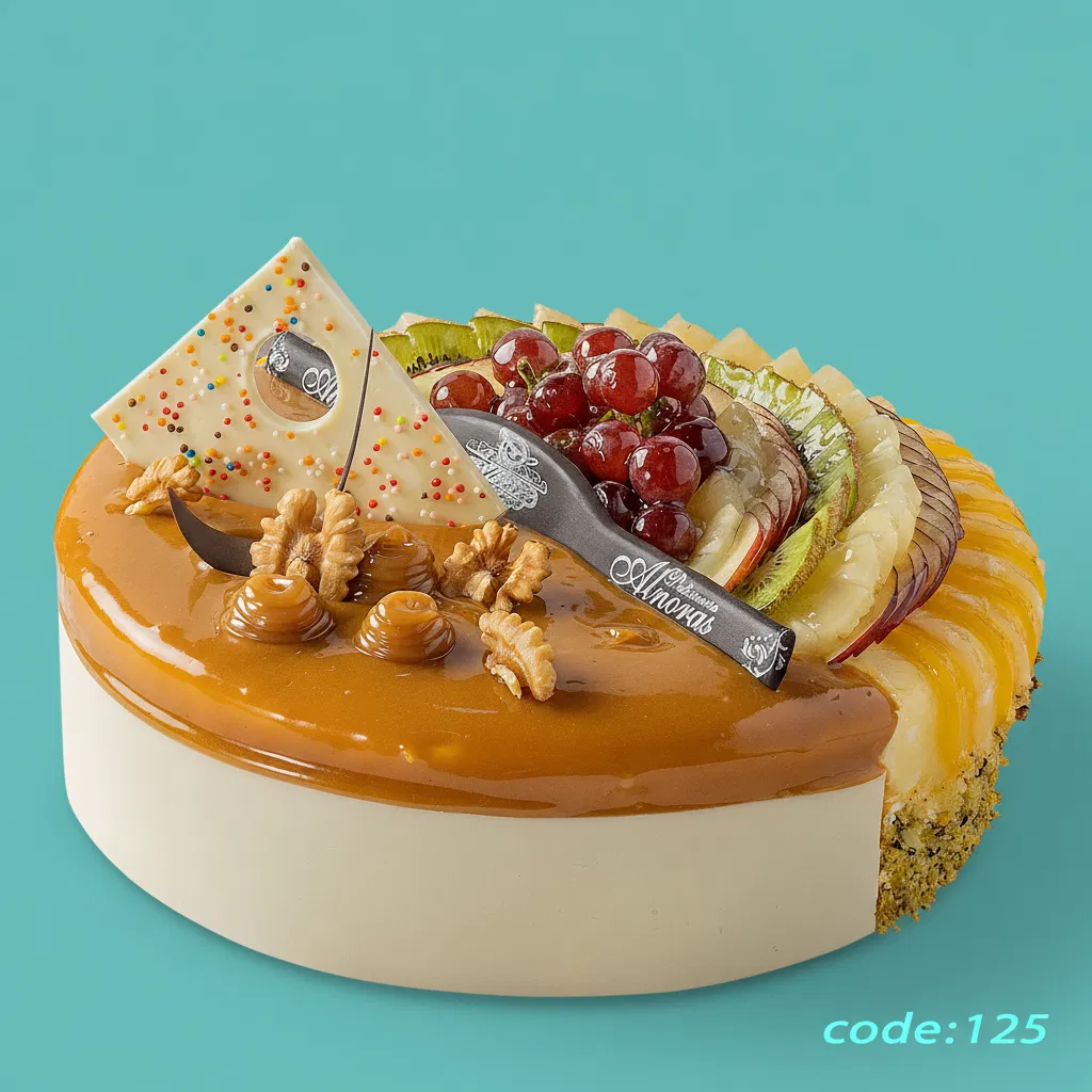 تورتة نص كراميل ونص فاكهة 24 كود 125
